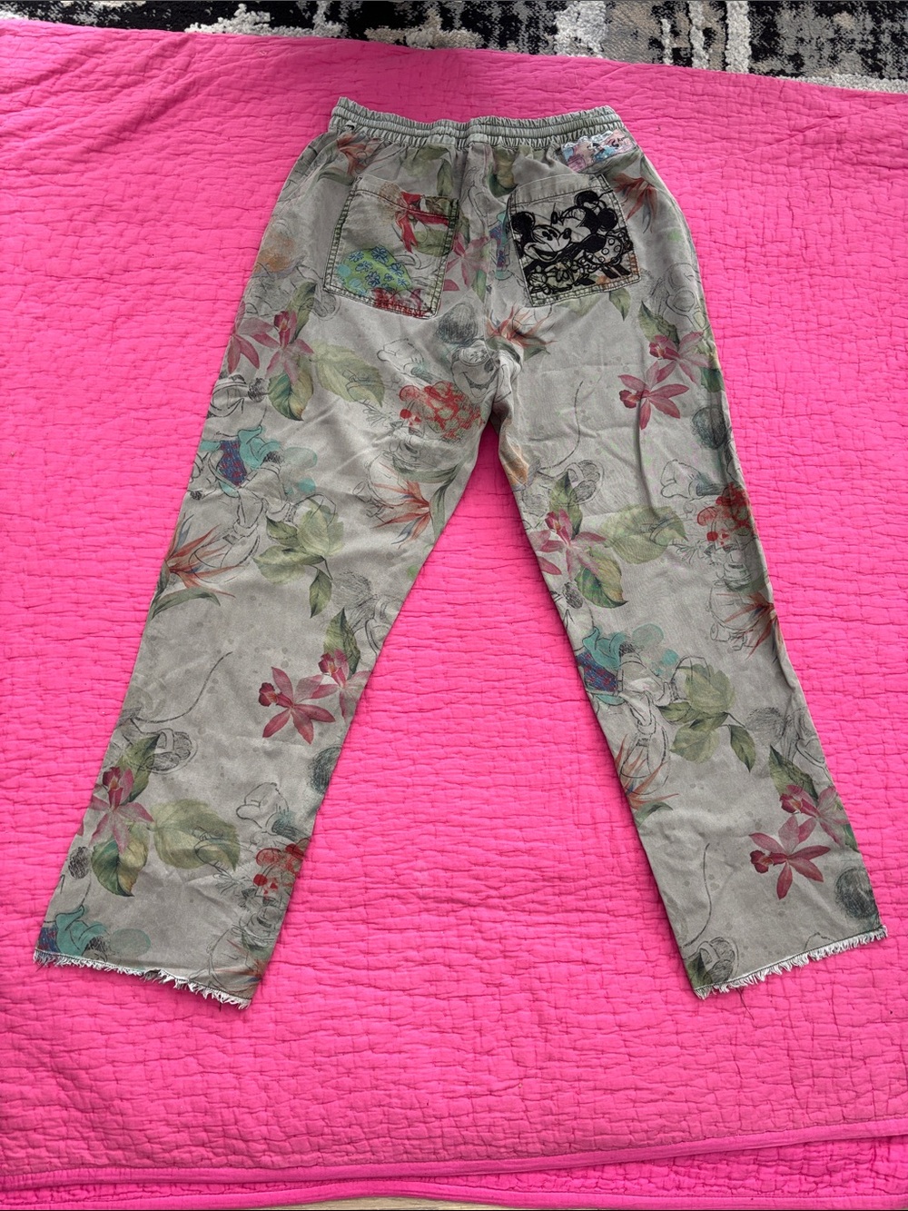 Desigual Olive Green Floral Drawstring Chinos, S - Picture 6 of 9